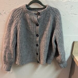 Sezane Gray Button-Up Cardigan